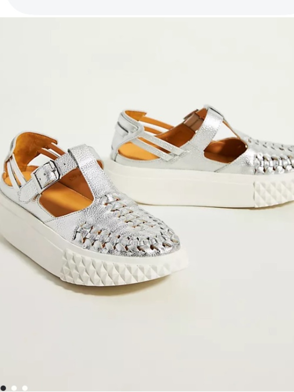 Anthropologie 4CCCCEES Billow Ara Silver Fisherman Flats size EU 41